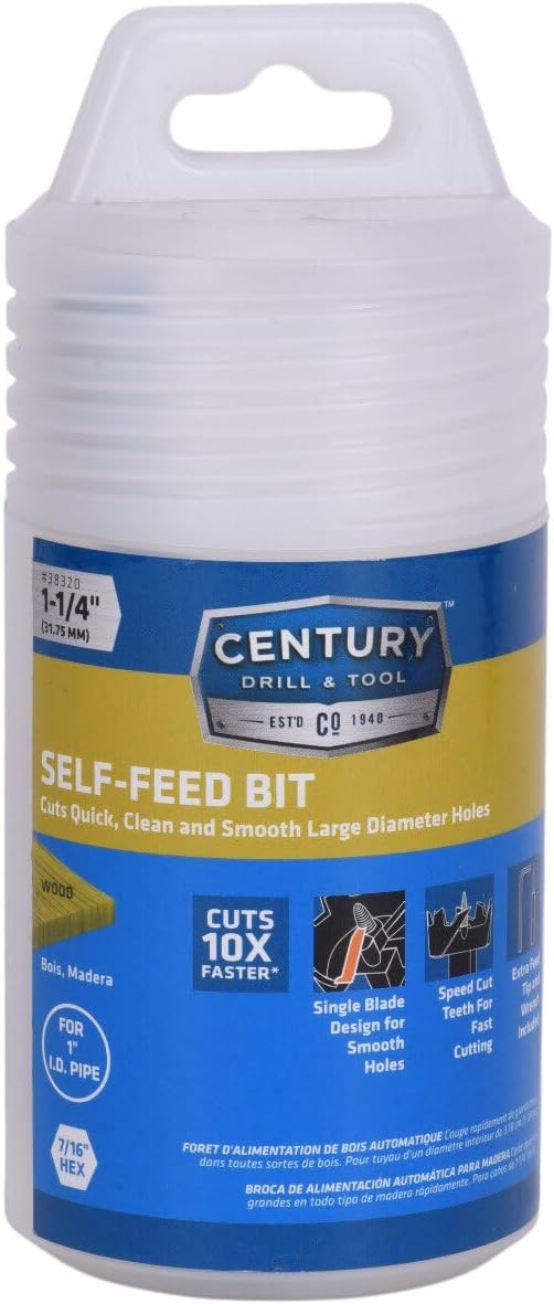 Century Drill & Tool 38320 Self Feed Wood Bit, 1-1/4"