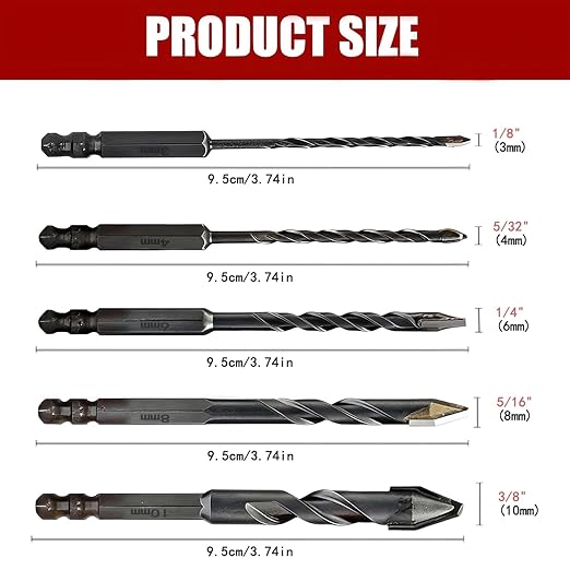 10 Piece Self Centering Drill Bit Set and Screwdriver Head Set with Hex Shank Extension Bars and Hex Shank 1/2" Socket Adapter, Woodworking Drill Bit for Wood and Hinge, Cabinet, DIY Tools Kit