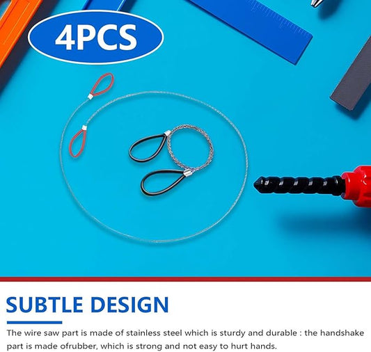 Stainless Steel Cable Saw, Metal Wire Saw Hand Pocket String Emergency Survival Rope Cutting Tools PVC Pipe Cutting Tool for Wood Camping Hiking Hunting, 23.62 Inch (4 Pcs)