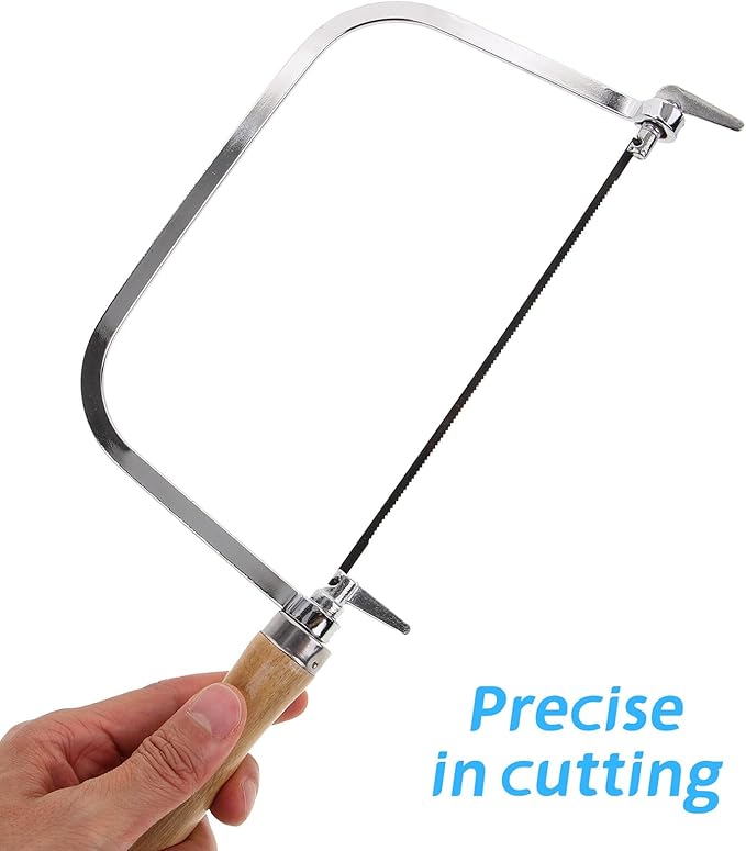 Japanese Hand Saw Woodworking Coping Saw with Wooden Handle for Precision Cutting Includes Replacement Blades for PVC Light Metals Suitable for DIY and Professional Use