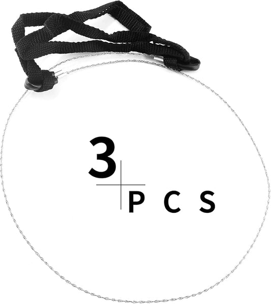 Bivethoi 3 Pack Stainless Steel Wire Saw Emergency Kit, Camping Mini Backpacking Cable Cutting String Bone Rope, Travel Chainsaw for Wood Cutting Hiking Hunting (Rope Handle)