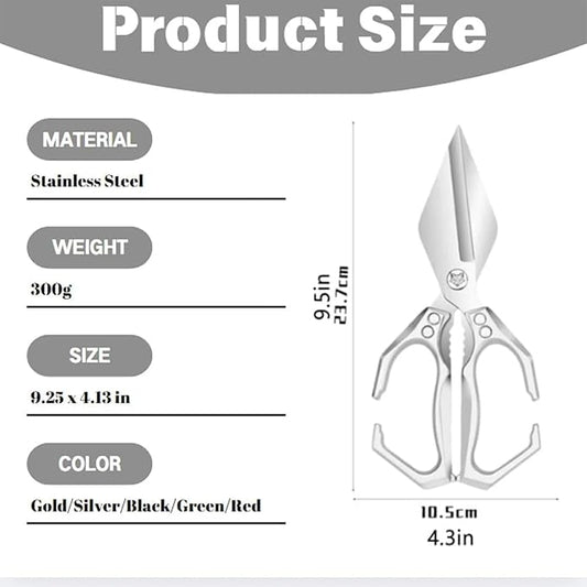 Multifunctional Heavy-Duty Kitchen Shears, Interactk Kitchen Scissors for Food, Heavy Duty Scissors for Food with Ergonomic Handle, High-Carbon Steel Shears for Chicken, Meat, Seafood