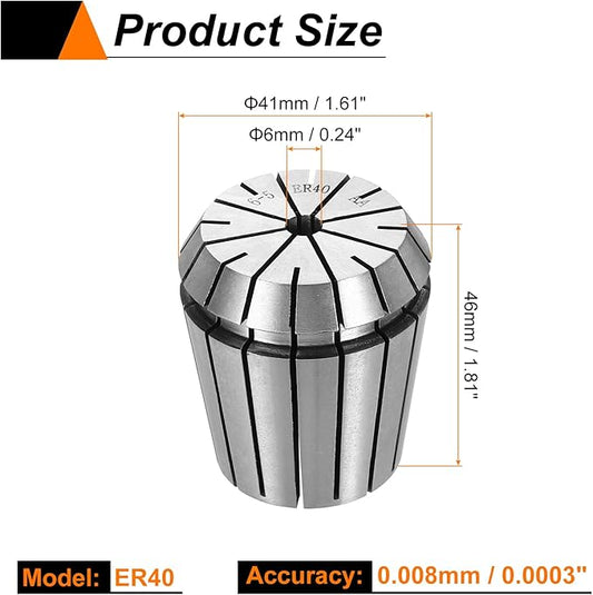 HARFINGTON Spring Collet Chuck ER40 6mm 65Mn Spring Steel Precision Router Collets for CNC Engraving Milling Lathe Tool