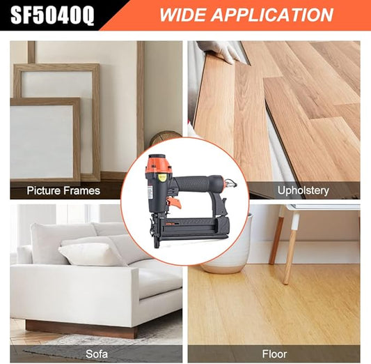Pneumatic Brad Nailer,18 Gauge,2 in 1 Air Nail Gun Staple Gun,Accepts 2 Inch Brad Nails and Crown 1-5/8 inch Staples,with Carrying Case and 1000pcs Nails,for Carpentry, DIY,Woodworking