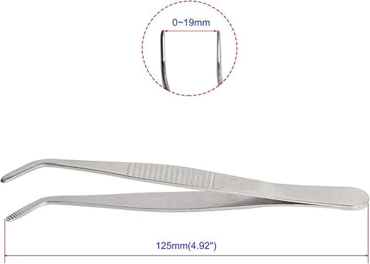 Aoje-Link Stainless Steel Tweezers with Curved Serrated Tip Sewing Machine Electronic Repair Tweezers Pliers Multi-Purpose Tweezers Tool Pliers Silver 4pcs