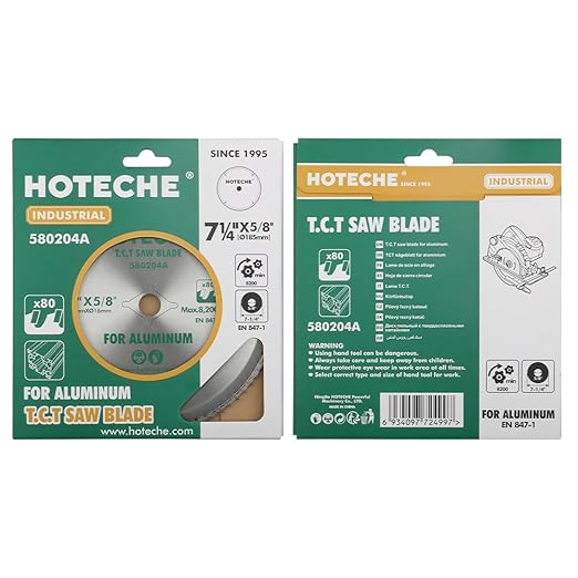 Hoteche 7-1/4-Inch Circular Saw Blade for Aluminum 80-Tooth Tungsten Carbide-Tipped Blade High-Performance Professioal Saw Blade for Circular Saws and Miter Saws, Rhombus Hole Size 5/8-inch