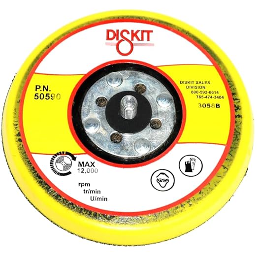 GripIt Sanding Pad 50590: Firm, 5", Hook, 0 Hole, Low Profile, 5/16-24 Male