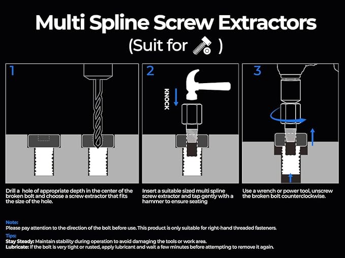 toolant 15pcs Impact Screw Extractor Set, Bolt & Nut Remover Socket Tool Kit, Stripped Bolt Extractor for Damaged Screws and Bolts