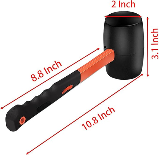 12 Oz Rubber Mallet Hammer with Shock-absorbing Fibre Handle for Floor Installation, Camping, Tent Stakes, Home Decoration Construction and Woodworking (1)