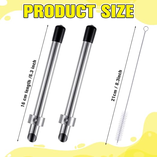 Lasnten 2 Pack Straw Puncher for Plastic Lids Lemonade Cups, Stainless Steel Straw Hole Puncher Punching Tools for Cafe Drinks Deli Container Squeezed Fresh Lemonade Stand Supplies(6.3 Inch,Black)