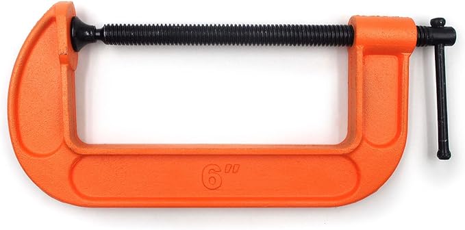 (4 PACK) C Clamps Set 6 Inch Heavy Duty Steel Iron Alloy Versatile G-Clamps, Orange