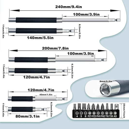 ELANE 3 Pcs/Set Magnetic Drill Bit Holder with 20 Pcs1inch Torx Security Bit Set,Drill Extension Bit Holder,Screwdriver Bit Holders