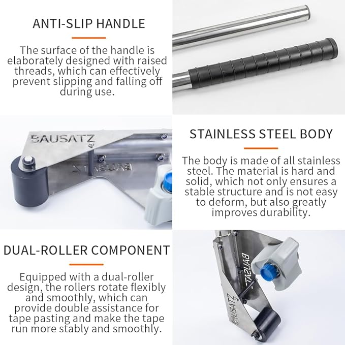 BAUSATZ Floor Tape Marking Machine Manual Lane Marking Applicator with Rubber Roller Manual Floor Tape Applicator,Used for Floor Marking, Decoration Protection and Laying