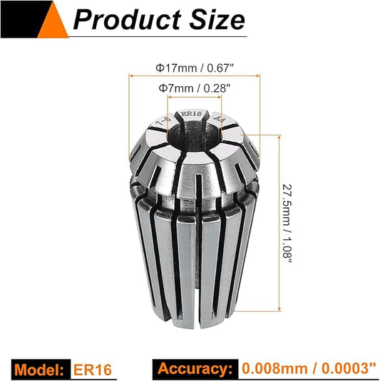 HARFINGTON Spring Collet Chuck ER16 7mm 65Mn Spring Steel Precision Router Collets for CNC Engraving Milling Lathe Tool