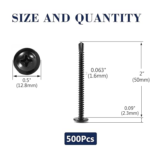 #10 x 2 Sheet Metal Screws 500PCS 410 Stainless Steel Truss Head Fast Self Tapping Screws Black Oxide by SG TZH