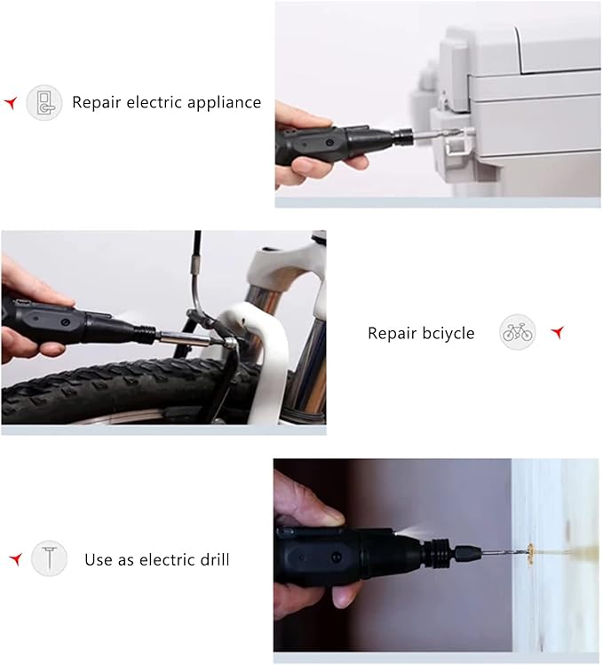 3.6V Cordless Electric Screwdriver Rechargeable portable Mini Rotary Home Gadget竊똀utomatic Manual all in one with LED Light and USB-C Charging Cable RED