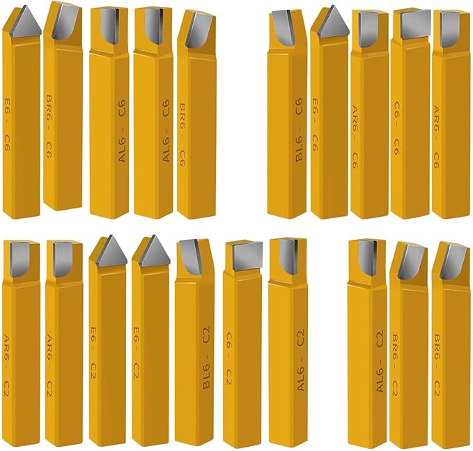 20 pc 1/2" Carbide Tip Tipped Cutter Tool,Metal Lathe Cutting Tools,Lathe Tools Metal Cutting for Metal Lathe Turning, Boring, and Chamfering