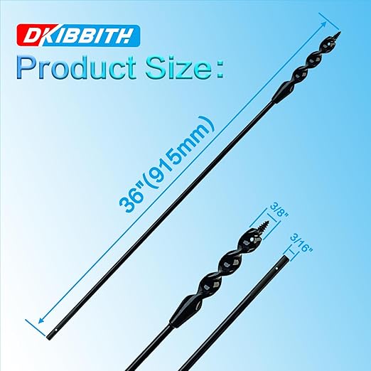 DKIBBITH Flexible Installer Drill Bit for Pulling Wires Through Walls Ceilings and Sidewalks,36-Inch Long, 3/8-Inch Auger with a Fish Eye Hole and Screw Point, 3/16" 3-Flat Anti-Slip Shank.