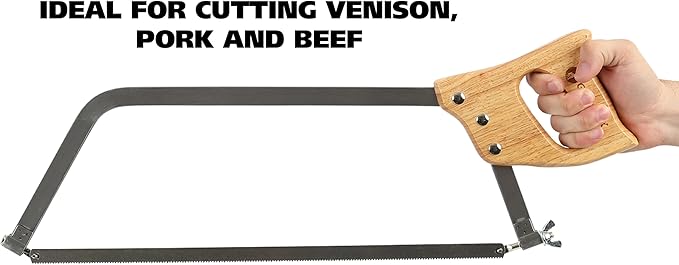 GreatNeck BUS18 Bone Saw 18 Inch, Game and Meat Saw, Solid Steel Frame, High Carbon Blade, Hardwood Handle, Meat Processing Equipment