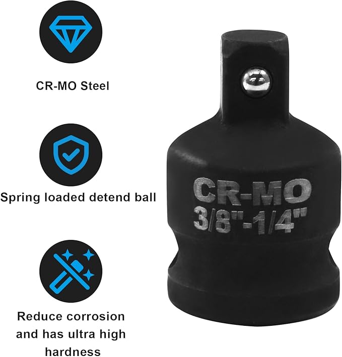 3/8" Female to 1/4" Male Impact Socket Adapter, Black Wrench Socket Adapter For Impact Driver