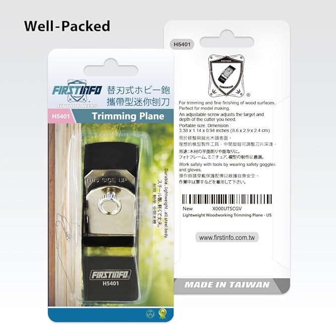 FIRSTINFO H5401 Mini Hand Plane Small Lightweight Steel Body Trimming Plane for Woodworking/Trimming/Wood Planing