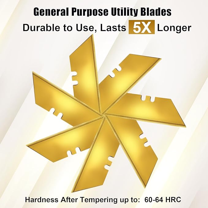 Vickay 30 Pack Utility Knife Blades, Heavy Duty Box Cutter Replacement Blades, SK2 Steel with Titanium Fully Coating, Standard Size Cardboard Cutter Blades for All Standard Utility Knives