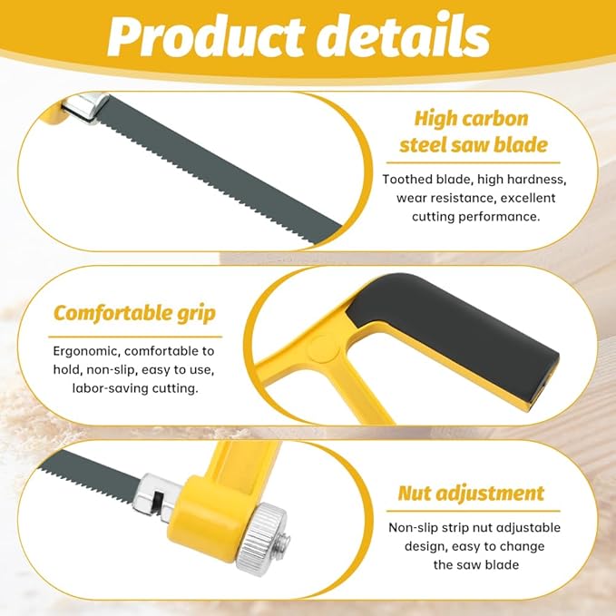 6inch Mini Hacksaw and Miter Block Set,Adjustable Miter Box and Saw Set,Metal Mitre Block Set,Professional Cutting,Hacksaw,Coping Saw for Woodworking,Hacksaw for Metal Cutting(0.24x3.74x5.91inch)
