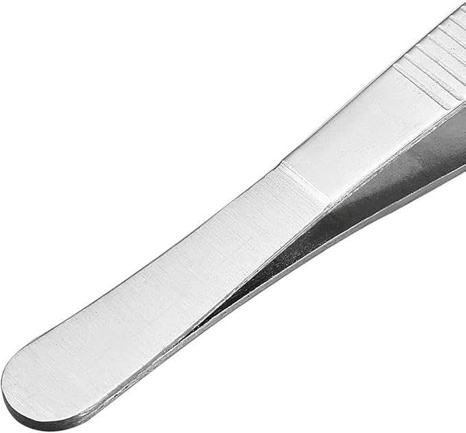 uxcell 5 Pcs 5-Inch Stainless Steel Straight Pointed Tweezers with Serrated Tip