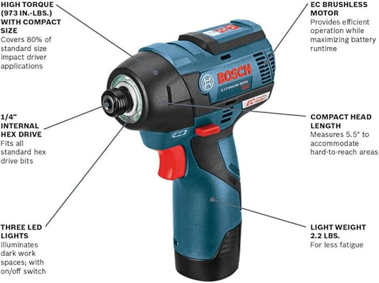 Bosch PS42-02 12V Max EC Brushless Impact Driver Kit