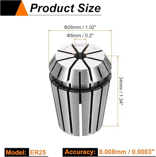 HARFINGTON Spring Collet Chuck ER25 5mm 65Mn Spring Steel Precision Router Collets for CNC Engraving Milling Lathe Tool