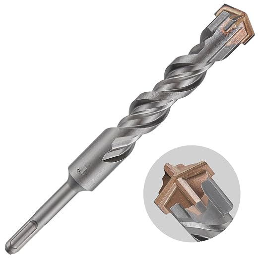 1pc 1" X 8"-6" Cross-Type Double Thread Carbide Drill Bit for Concrete, Brick, Stone, Hammer Drill