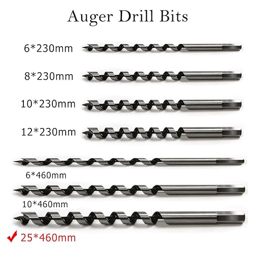 SagaSave 25 * 460mm Wood Auger Drill Bit, Ship Auger Long Drill Bit for Soft and Hard Wood, Plastic, Drywall and Composite Materials, 1Pcs