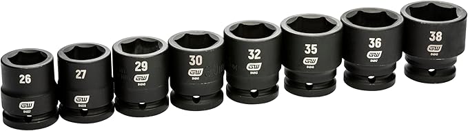 GEARWRENCH 8 Piece 3/4" Drive 6 Point Metric Impact Socket Set | 26mm - 38mm | 84030