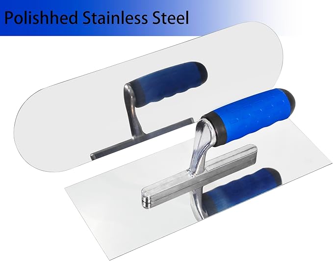 Concrete Tools Set Stainless Steel Flat Finishing Trowel (11" x 4.3") and Pool Trowel (14" x 4") and Margin Trowel (6" x 2") Drywall Cement Plastering Masonry Construction Hand Kit