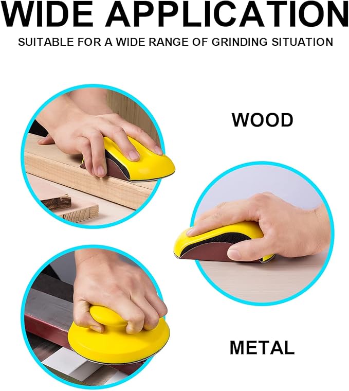 Hook and Loop Hand Sanding Block 5 Inch Mouse and Round Sanding Holder 2 PCS Hand Sanding Pad for Woodworking Hook Backing Sandpaper Holder for Furniture