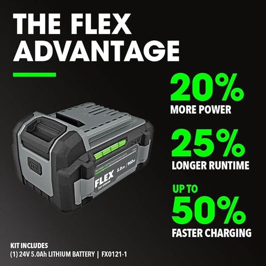 FLEX 24V Brushless Cordless 1/2-Inch 750 Ft-Lbs Mid-Torque Impact Wrench Kit with 5.0Ah Lithium Battery and 160W Fast Charger - FX1451-1C