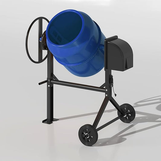 6.0 Cu.Ft. Concrete Mixer, Heavy Duty Portable Concrete Mixer with Wheel & Stand, Electric Cement Mixer Machine with 160L Drum, 120V Motor for Concrete, Mortar,Seeds, and Feed,Blue.