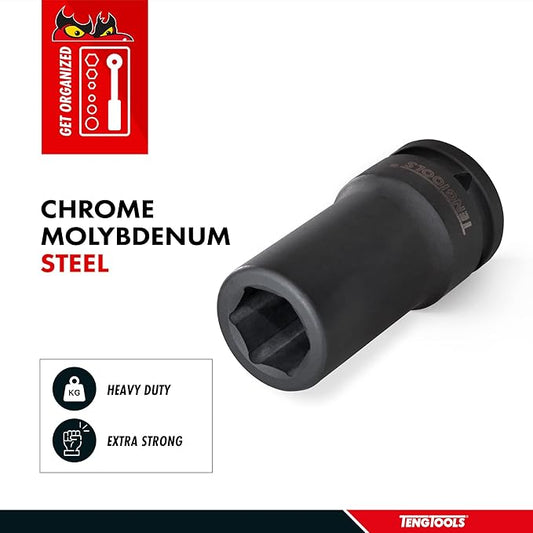 Teng Tools 33MM 1 Inch Drive 6 Point Metric Deep Thinwall Chrome Molybdenum Impact Socket | Mechanic Tool | Hand Tool - 910633