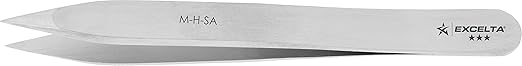 Excelta - M-H-SA - Tweezers - Strong Point - Miniature - Straight -Three Star - Anti-Mag. SS, 0.06" Height, 0.25" Wide, 3.5" Length