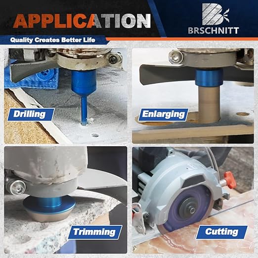Diamond Core Drill Bit Set - BRSCHNITT Tile Hole Saw Kit 1/4 * 2" 5/16" 1" 1-3/8"2" 3" 4"& 4/5" Finger Bit & 2" Chamfer Bit for Porcelain Tile Ceramic Marble Granite Diamond Blade