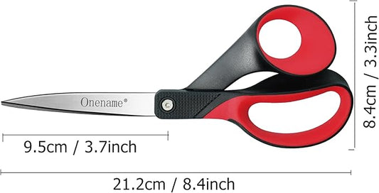 OneName Left Handed Scissors,8 Inch Lefty Scissors All Purpose,Stainless Steel Sharp Blade Soft Comfort-Grip Left Handed Scissor Adults,Great for Office,Home,Sewing,School Crafting 2 Pack