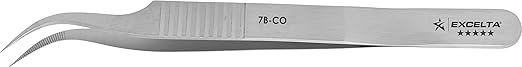 Cobaltima (Cobc0) - 7B-CO - Tweezers - Very Fine Point - Curved - Five Star - Cobalt - Serrated Tips, 0.0394" Height, 0.393" Wide, 4.5" Length