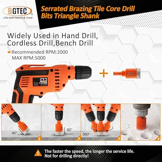 Dry Diamond Drill Bit - BGTEC 1pc 1-1/4" 32mm Hole Saw for Granite,Marble,Masonry, Concrete, Tile/Ceramic, Glass, Hard Plastic,Vacuum Brazed Diamond Core Drill Bit Kit
