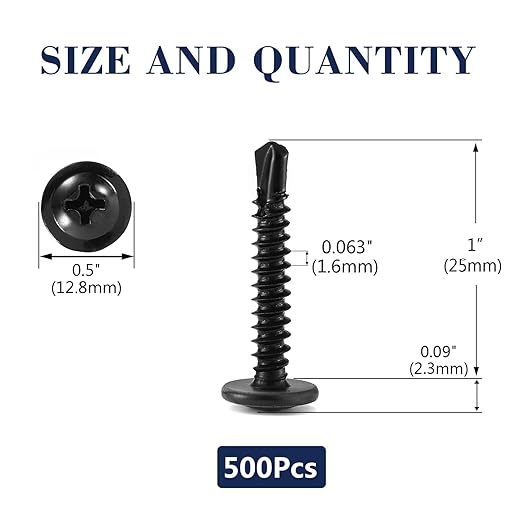 #10 x 1 Sheet Metal Screws 500PCS 410 Stainless Steel Truss Head Fast Self Tapping Screws Black Oxide by SG TZH