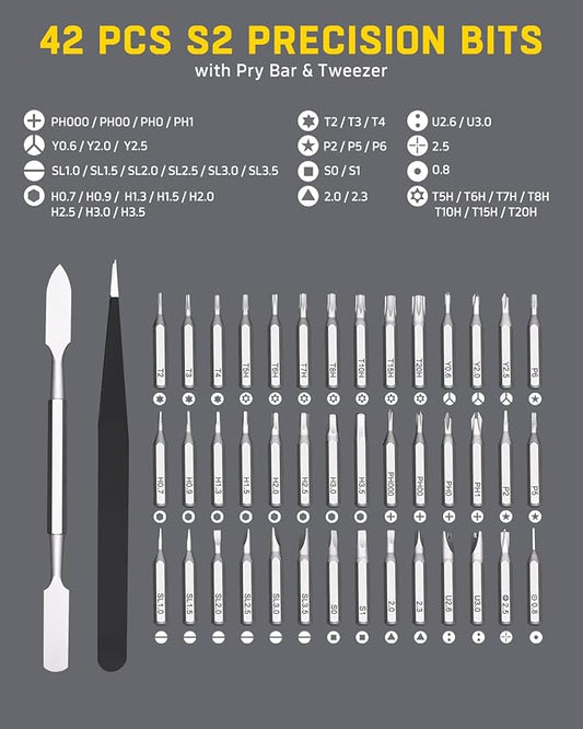 Banshu Mini Screwdriver Set, 46 in 1 Small Screwdriver Set with Case, Magnetic Precision Screwdriver with Torx Star Flathead Phillips for Glasses, Watch, Phone, Laptop, Macbook, PC, Camera, PS5, Toys