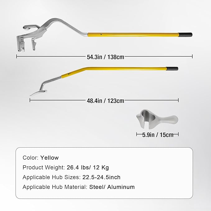 YELLOW JACKET Tire Mount Demount Tool, 3PCS Tire Changer Demount Tool with Extra Bead Keeper, 22.5 to 24.5 inches, Tire Changing Tools for Car Repairing Adapted to Aluminum and Steel Rims, Yellow
