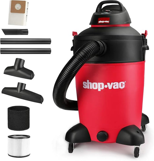 Shop-Vac 5983389 Wet/Dry Vacuum Cleaner, 16 Gallon, 6.5 Peak HP, 2.50 Inch Diameter x 8 Foot Hose, 18 Foot Cord, Ideal for Jobsite, Garage & Workshop
