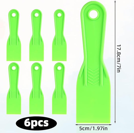 6pcs Plastic Putty Knife, Flexible Putty Scraper Wall Scraper Accessory for Repair Spackling Patching Plastering and Painting(Green)