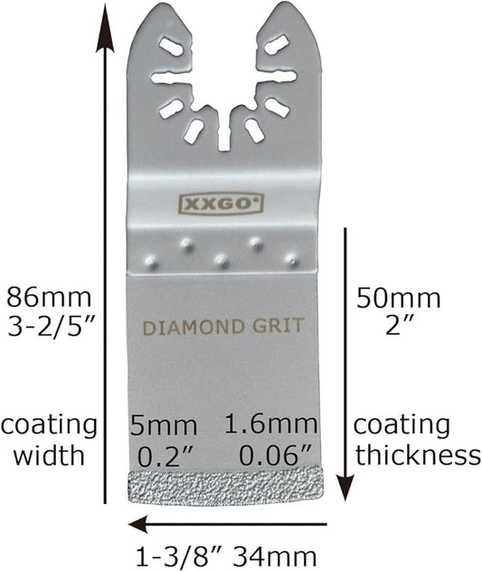 XXGO 4 Pcs Oscillating Multi Tool Diamond Blades for Grout Removal Oscillating Tool Flush Cutting Tile Masonry Diamond Blades Compatible with Bosch Dremel Fein Makita Milwaukee Ridgid Ryobi XG3304D