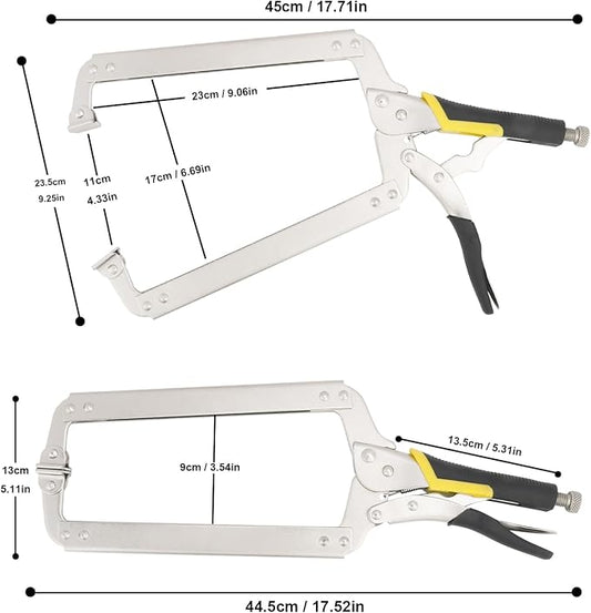 3 Pack 18 Inch C Clamp Locking Pliers,Locking C Clamp, Adjustable Nickel Plated C Pliers For Wood Working, Welding, Electrician Maintenance and more, by GENHAKON